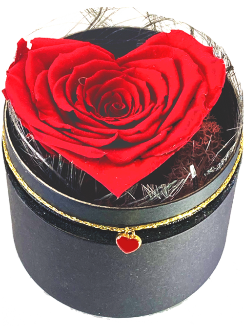 Liefdesroos Rood Hartvormig (60 mm) rode hanger - geconserveerde bloem